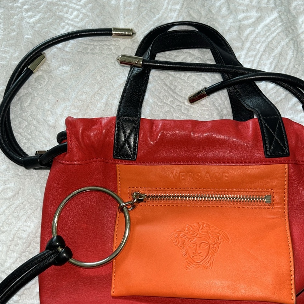 Versace made in Italy colorful leather drawsstring Crossbody/tote - Picture 12 of 15